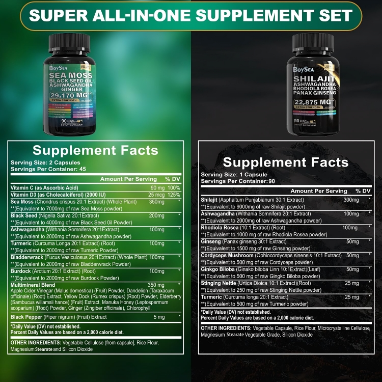 Supreme Supplement Set - Sea Moss 16-in-1 Complex + Shilajit 8-in-1 Energy Boost